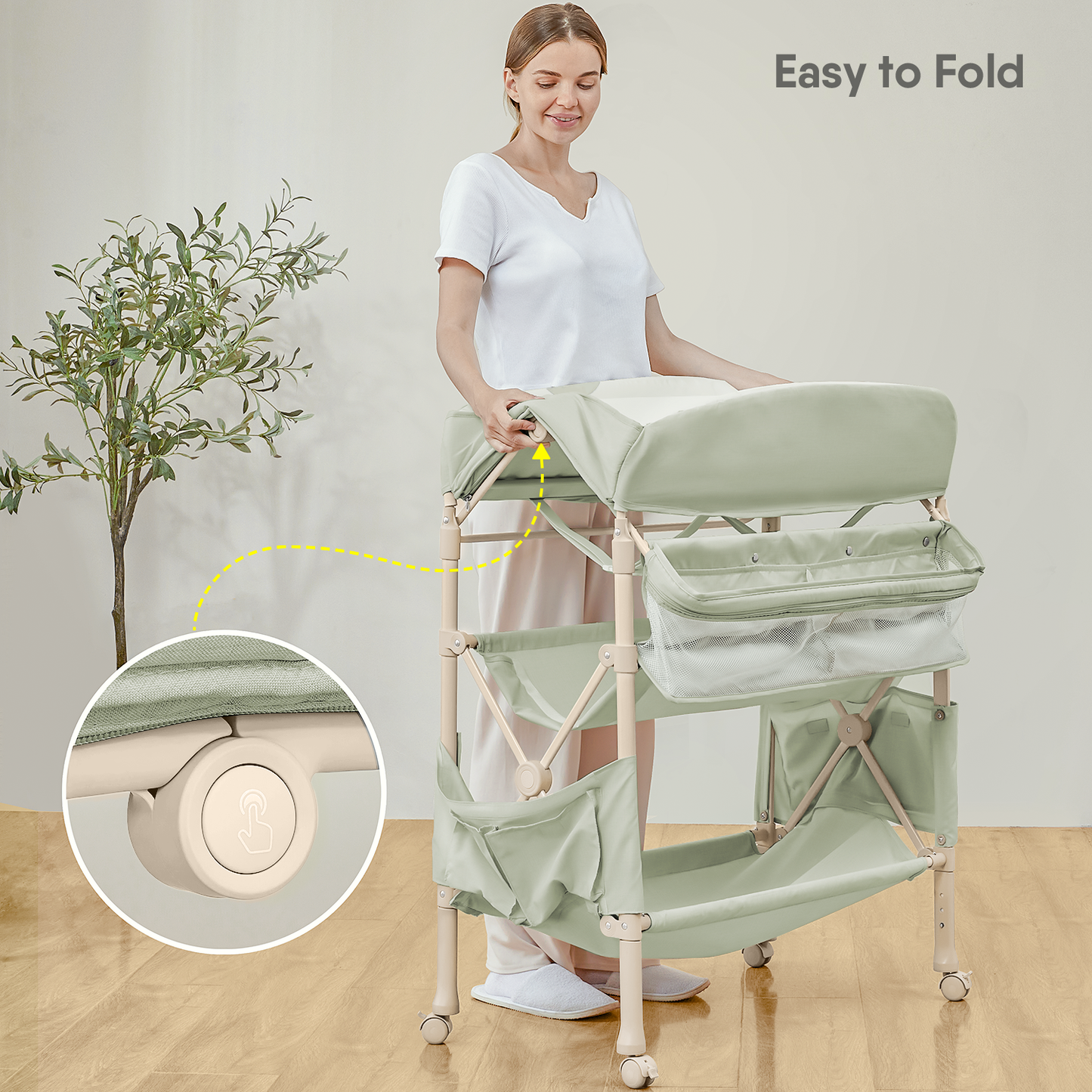 BabyBond Portable Baby Changing Table, Foldable Table Dresser Waterproof Diaper Height Adjustable Station for Infant and Newborn