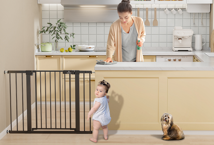 BabyBond 36" Extra Tall Dog Gates for Doorway and Stairs, Easy Step Baby Gate, Premium Cat/Pet Gate, Auto Close Safety Child Gates, with Extenders and Hardware/Pressure mounting Kit