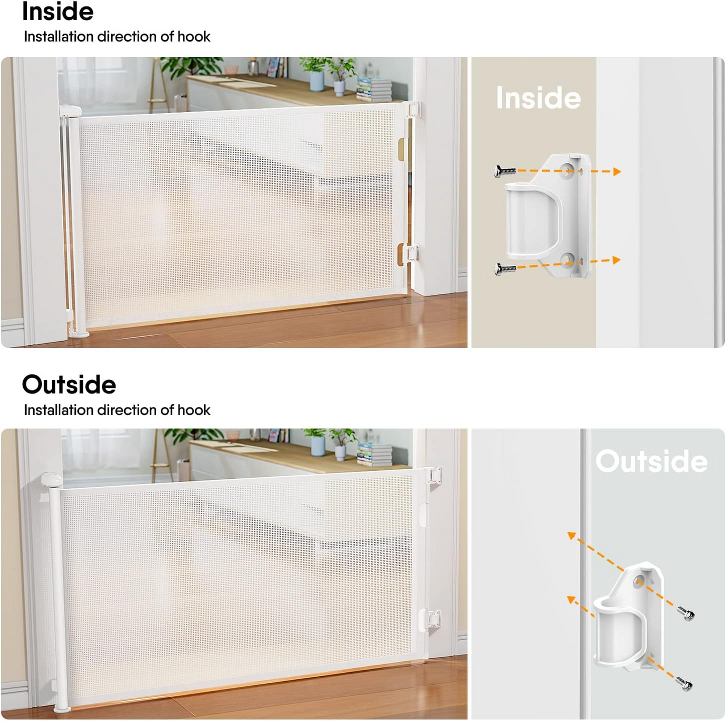 Retractable Baby Gates, BabyBond Baby Gate for Stairs Extra Wide 59” X 33” Tall for Kids or Pets Indoor and Outdoor Dog Gates for Doorways, Stairs, Hallways