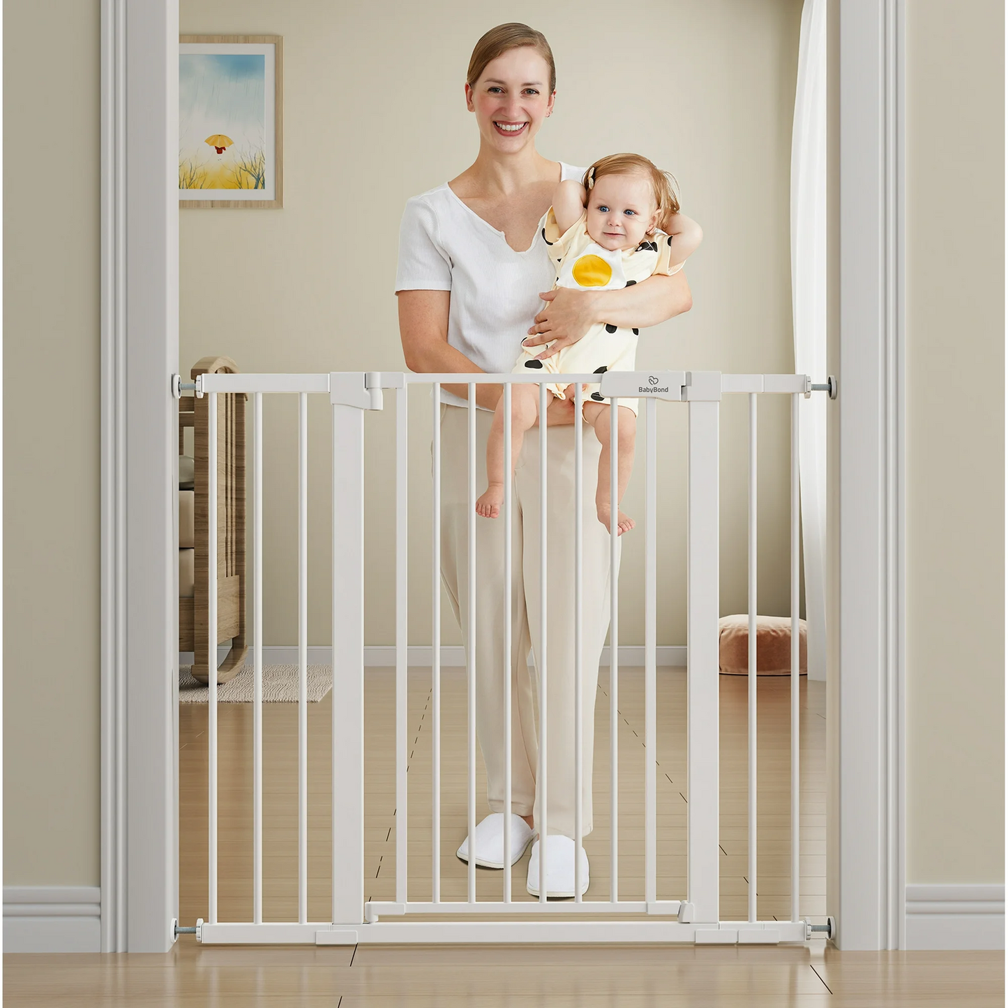 BabyBond 36" Extra Tall Dog Gates for Doorway and Stairs, Easy Step Baby Gate, Premium Cat/Pet Gate, Auto Close Safety Child Gates, with Extenders and Hardware/Pressure mounting Kit