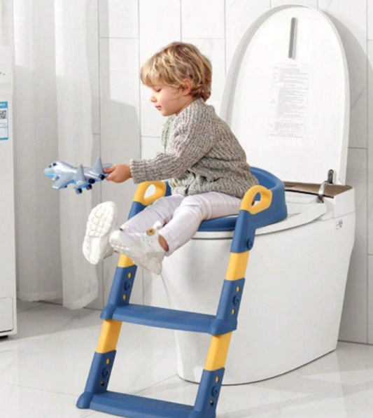 Potty Training Seat with Step Stool Ladder, Foldable Training Seat with Handles, Height Adjustable for Toddlers