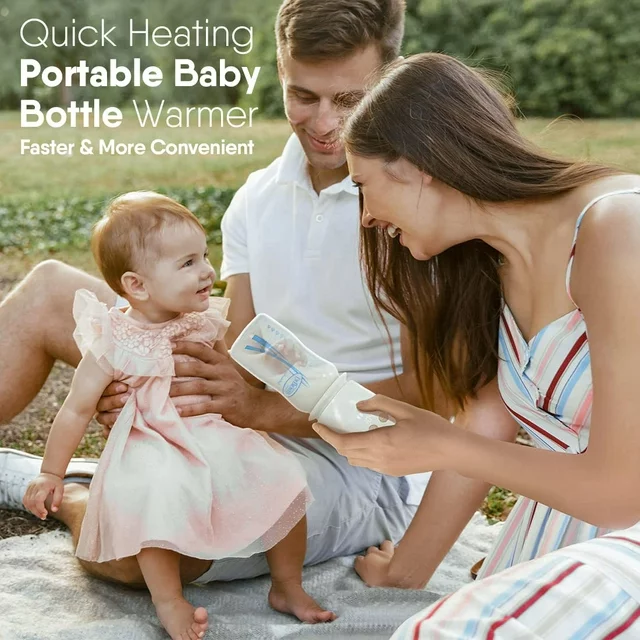 Portable Baby Bottle Warmer, BabyBond Breastmilk Warmer for Travel, Fast Milk Heating Rechargeable Bottle Warmer Cordless with 4 Bottle Adapters