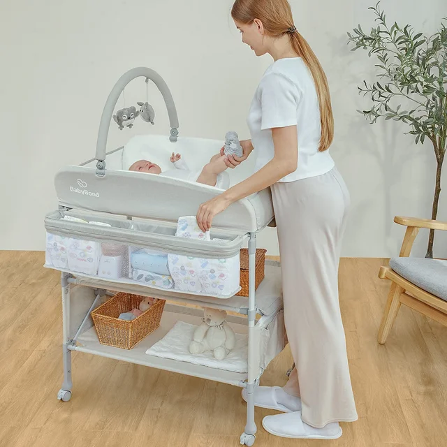 Baby Changing Table for Newborn, Portable Waterproof Adjustable Height w/ wheel