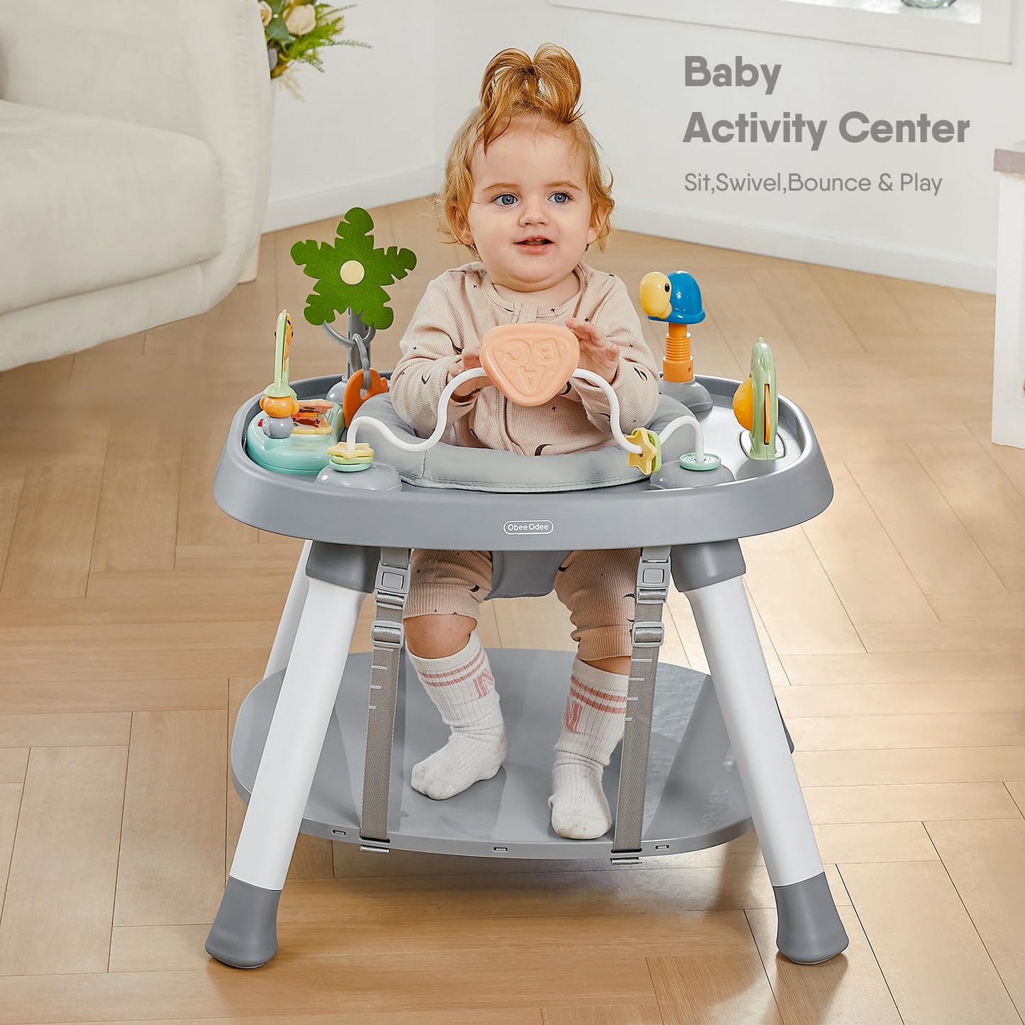 Baby High Chair, 15 in 1 Convertible Highchair for Babies & Toddlers, Booster Seats with Tray, High Chairs with Baby Activity Center (Grey)