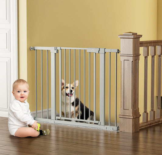 BabyBond 36" Extra Tall Dog Gates for Doorway and Stairs, Easy Step Baby Gate, Premium Cat/Pet Gate, Auto Close Safety Child Gates, with Extenders and Hardware/Pressure mounting Kit