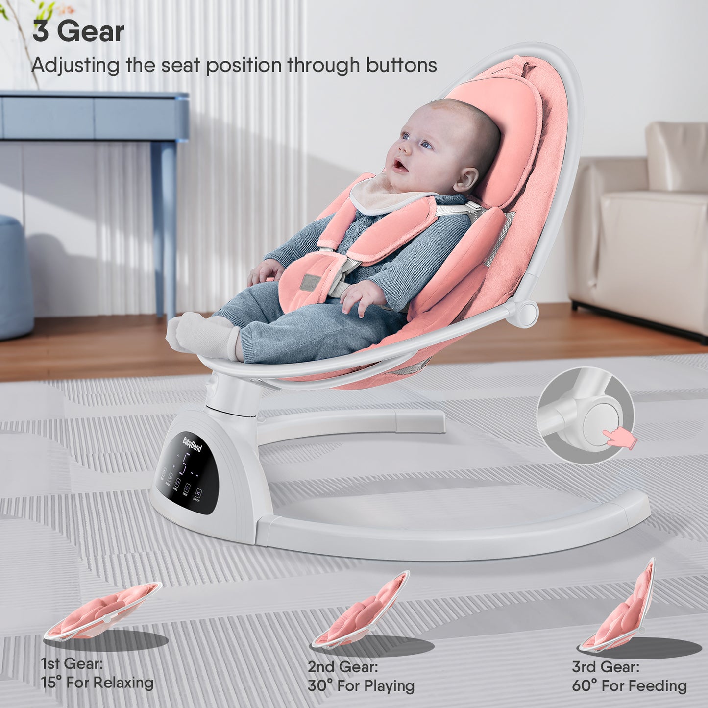 Portable Baby Swings for Infants, with 5 Speeds and Remote Control, Newborn & up, Unisex, Beige