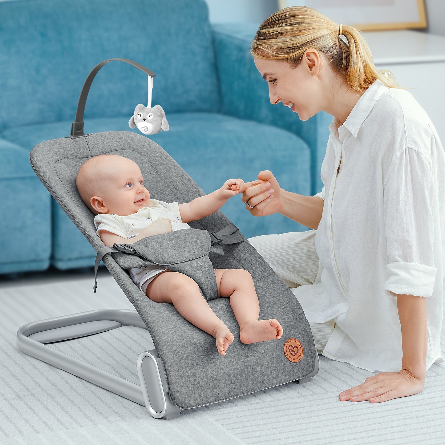 Baby Bouncer Seat for Infants, BabyBond Baby Bouncer with Sturdy Base, Portable Bouncer for Babies with Soothing Vibrations