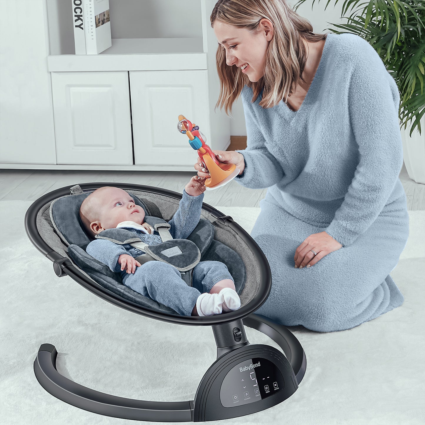 Portable Baby Swings for Infants, with 5 Speeds and Remote Control, Newborn & up, Unisex, Black