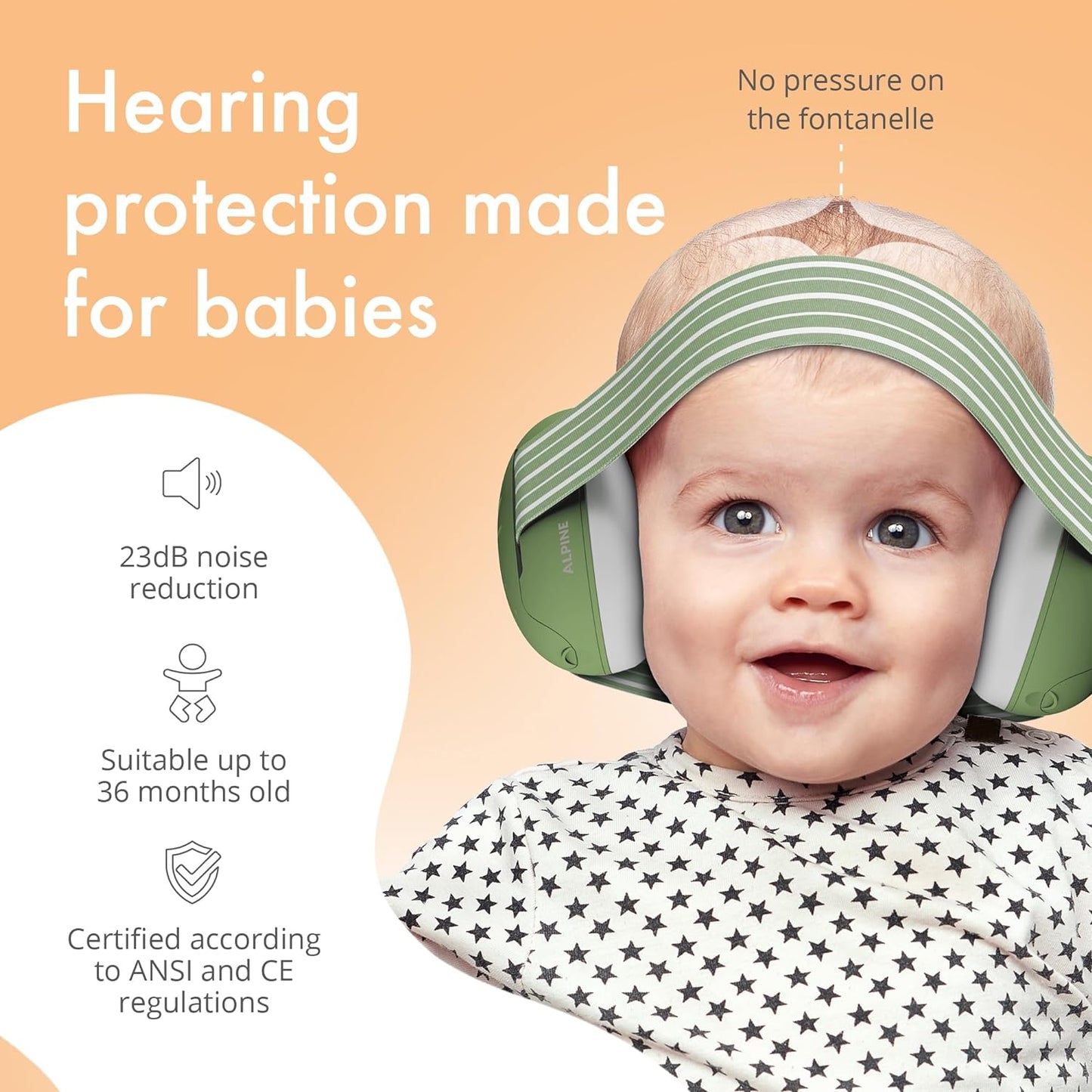 Baby Ear Muffs Noise Blocking for Infants, Prettyish Hearing Protection Earmuffs for Sleep, Music, Games,Travel (Green)