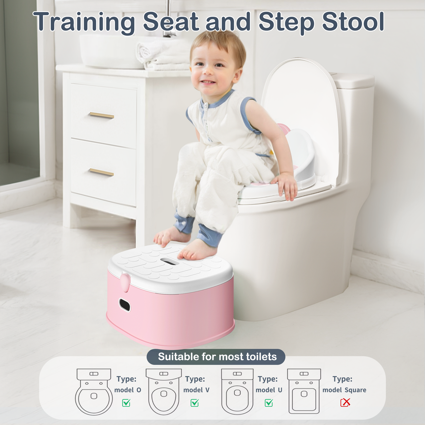 Roll over image to zoom in 3-in-1 Toddler Potty Training Toilet & Detachable Training Seat & Sturdy Step Stool, Larger Potty Chair for Boy & Girl with Comfortable Backrest, Armrests, Splash Guard