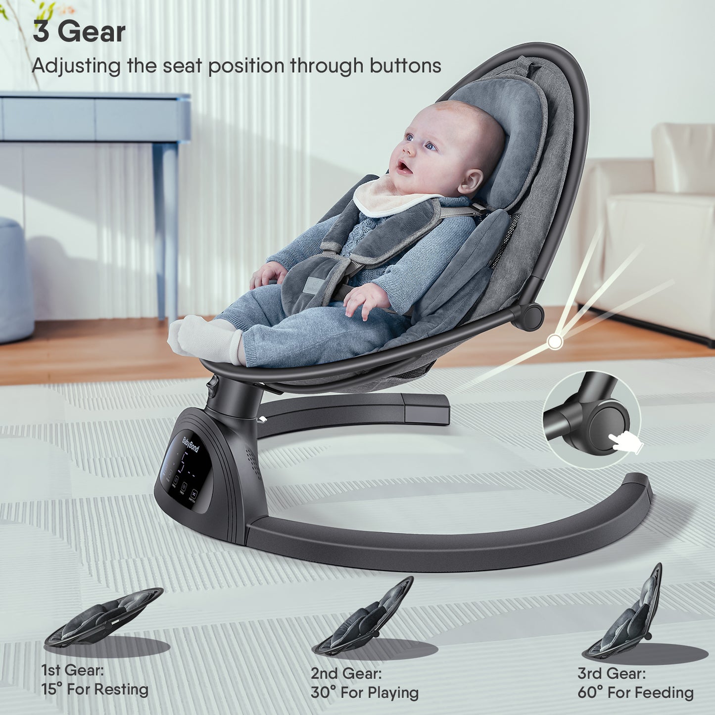 Portable Baby Swings for Infants, with 5 Speeds and Remote Control, Newborn & up, Unisex, Black