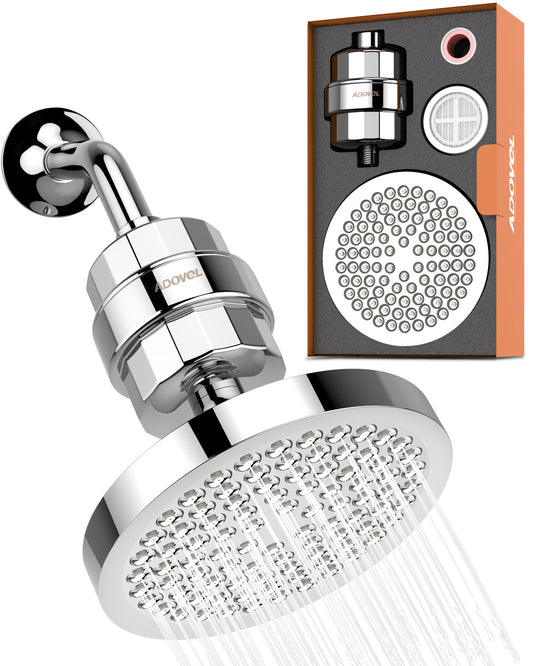 Shower Head and 15 Stage Shower Filter, High Output Hard Water Softener Showerhead with Filter Cartridge for Hard Water Remove Chlorine and Harmful Substances