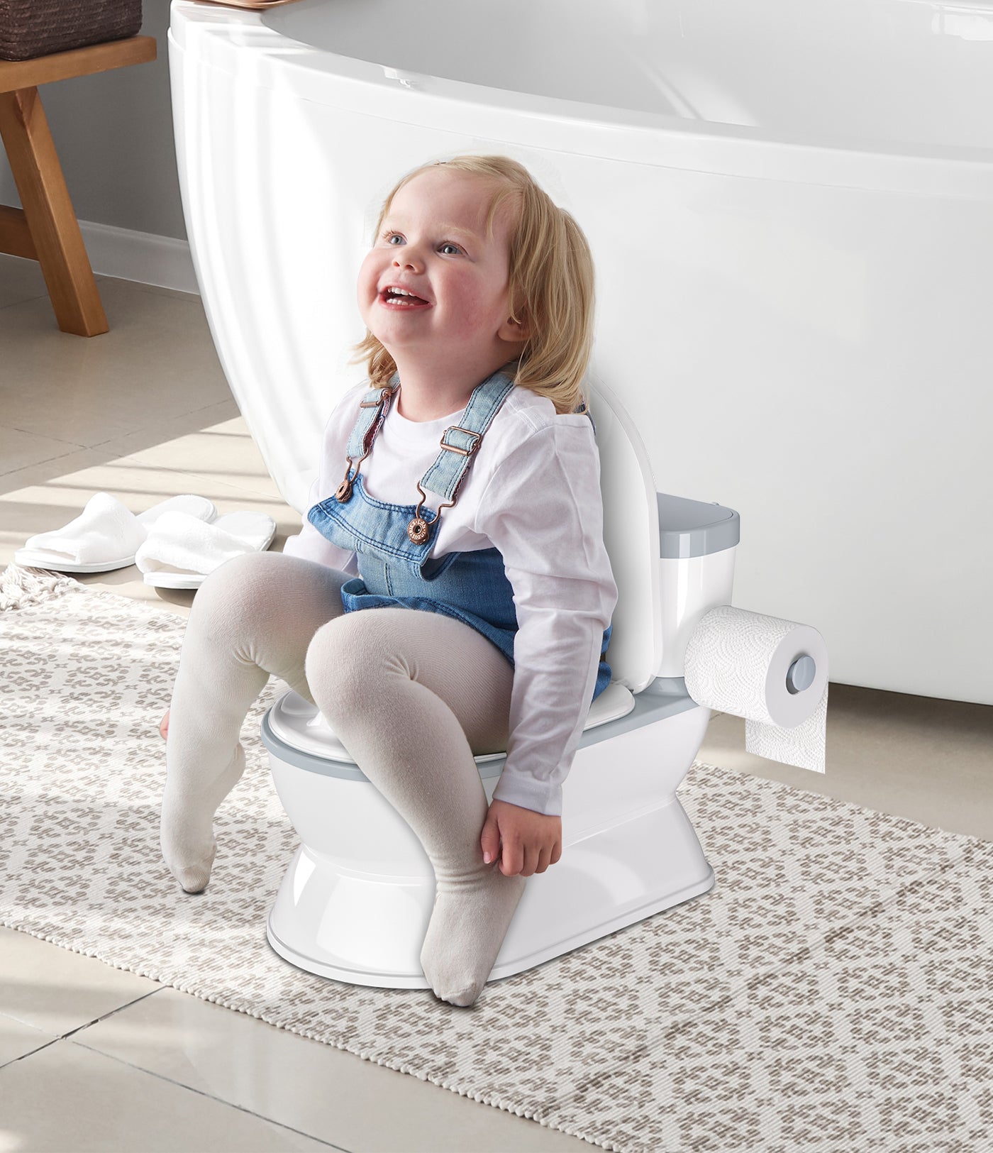 Realistic Baby Potty Training Toilet for Kids and Toddlers w/ Flushing Sounds, Splash Guard