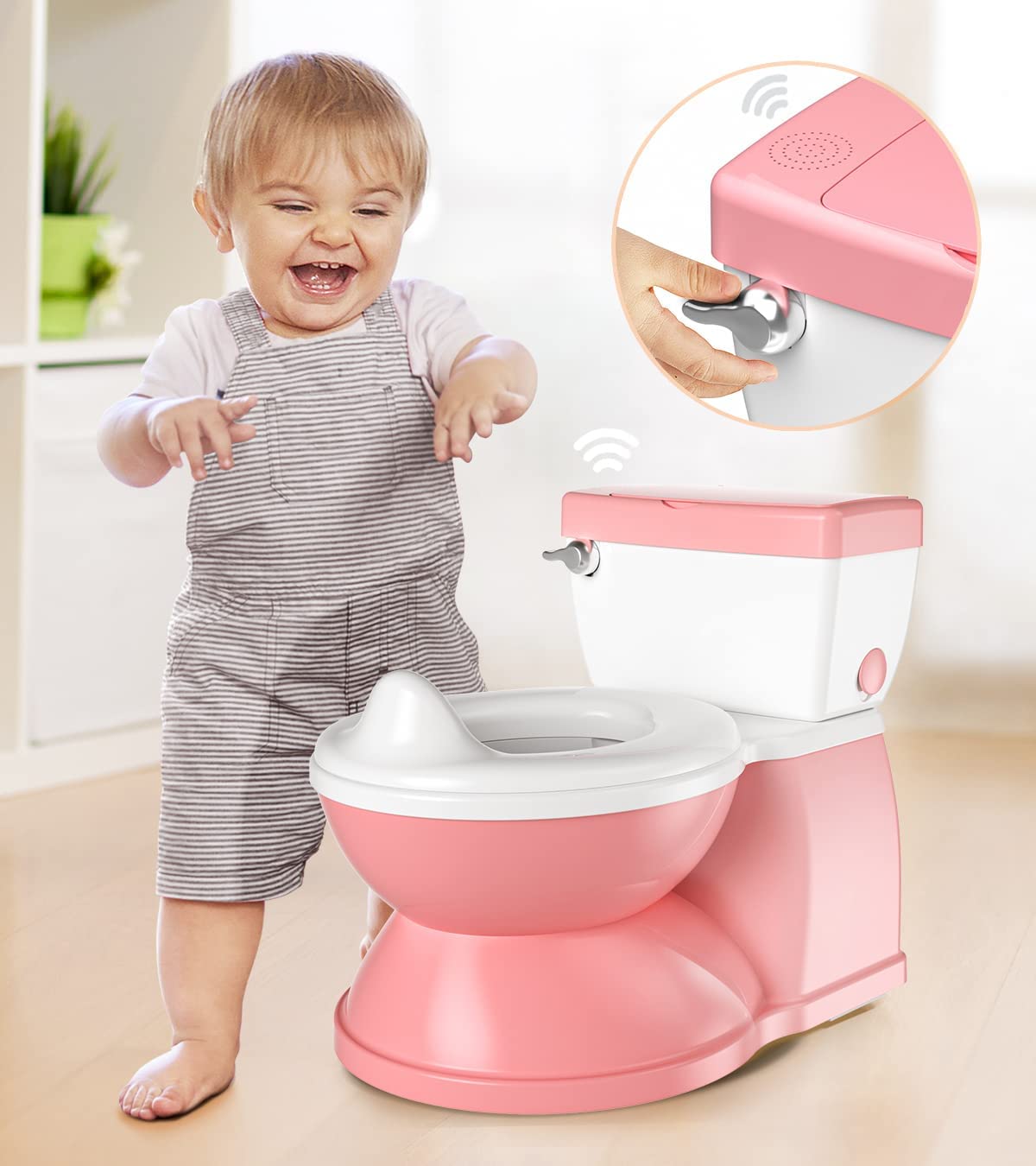 BabyBond Baby Potty Training Toilet with Realistic Flushing Sound & Feel like an Adult Toilet, Removable Pot, Storage Tank and Toilet Paper Holder for Aged 1-3