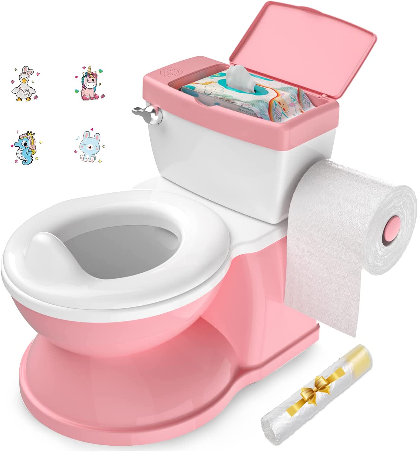 BabyBond Baby Potty Training Toilet with Realistic Flushing Sound & Feel like an Adult Toilet, Removable Pot, Storage Tank and Toilet Paper Holder for Aged 1-3