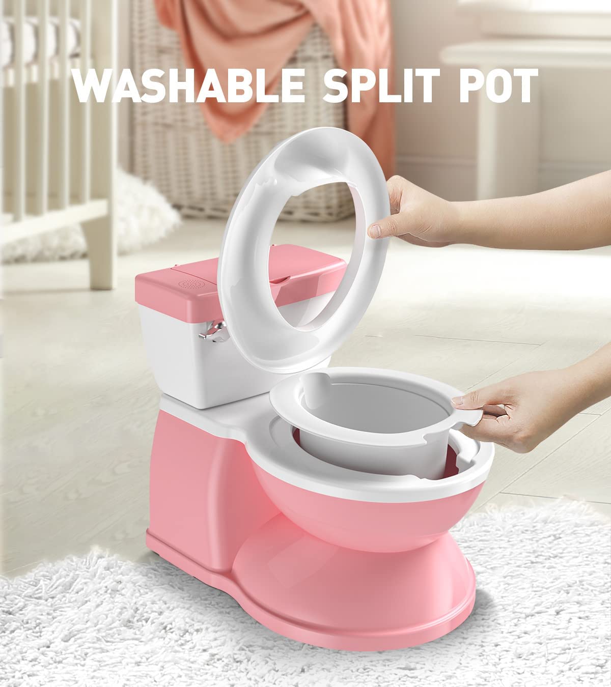 BabyBond Baby Potty Training Toilet with Realistic Flushing Sound & Feel like an Adult Toilet, Removable Pot, Storage Tank and Toilet Paper Holder for Aged 1-3