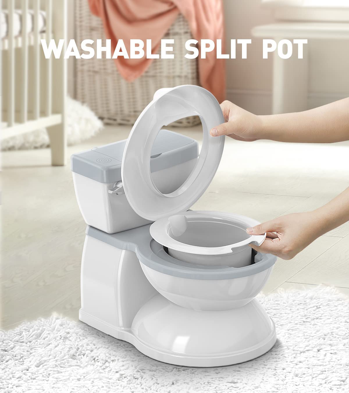 BabyBond Baby Potty Training Toilet with Realistic Flushing Sound & Feel like an Adult Toilet, Removable Pot, Storage Tank and Toilet Paper Holder for Aged 1-3