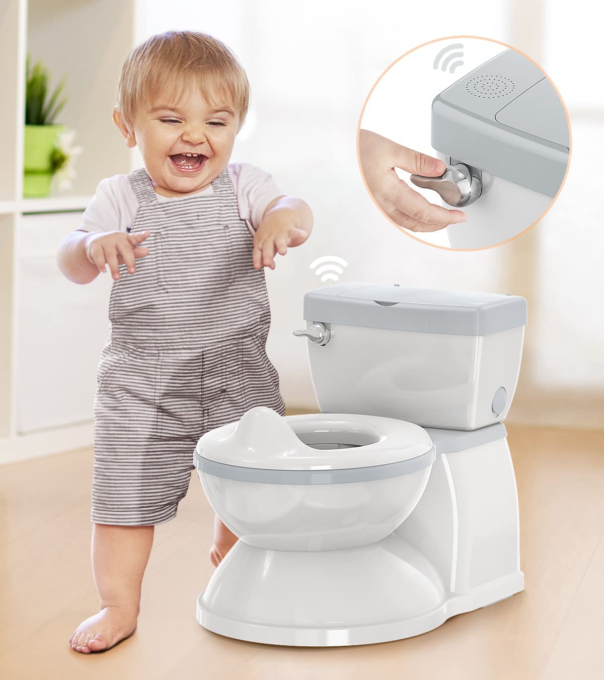 BabyBond Baby Potty Training Toilet with Realistic Flushing Sound & Feel like an Adult Toilet, Removable Pot, Storage Tank and Toilet Paper Holder for Aged 1-3