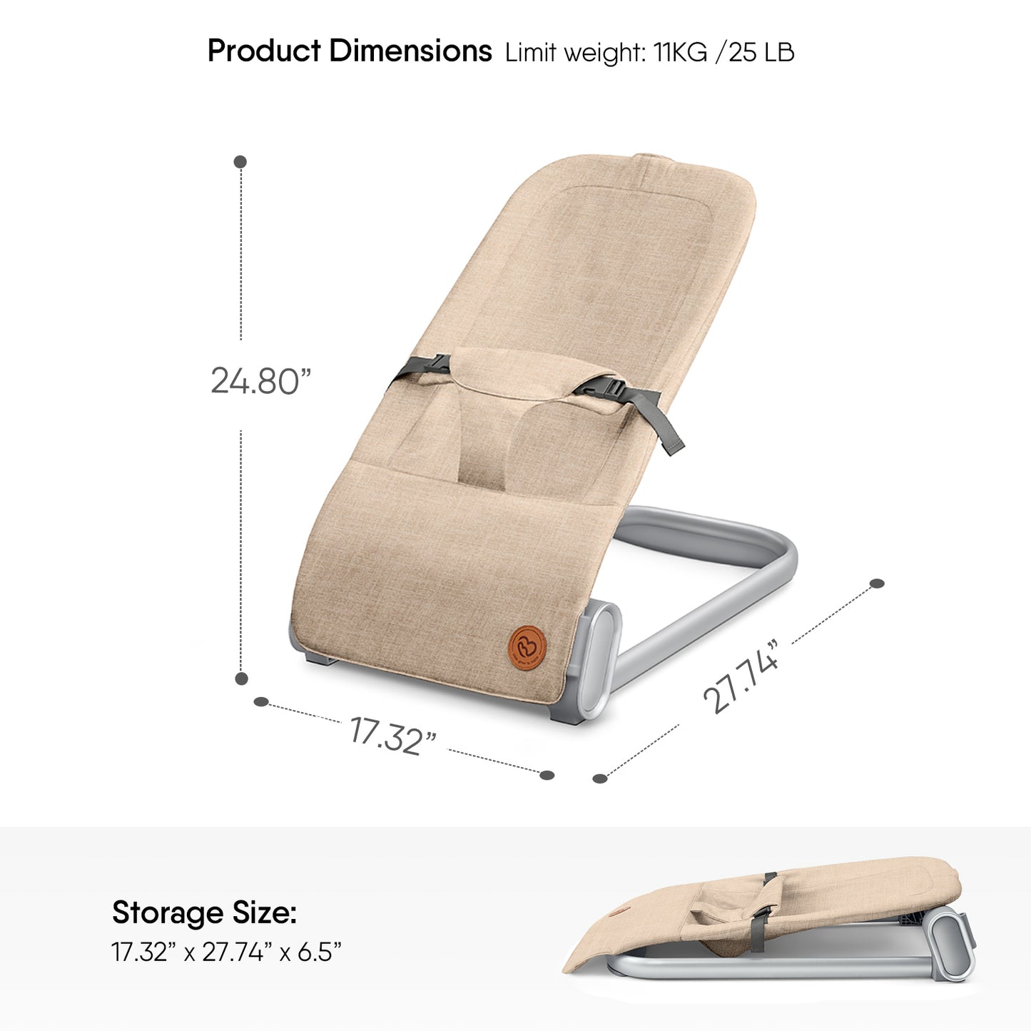 Baby Bouncer Seat for Infants, BabyBond Baby Bouncer with Sturdy Base, Portable Bouncer for Babies with Soothing Vibrations