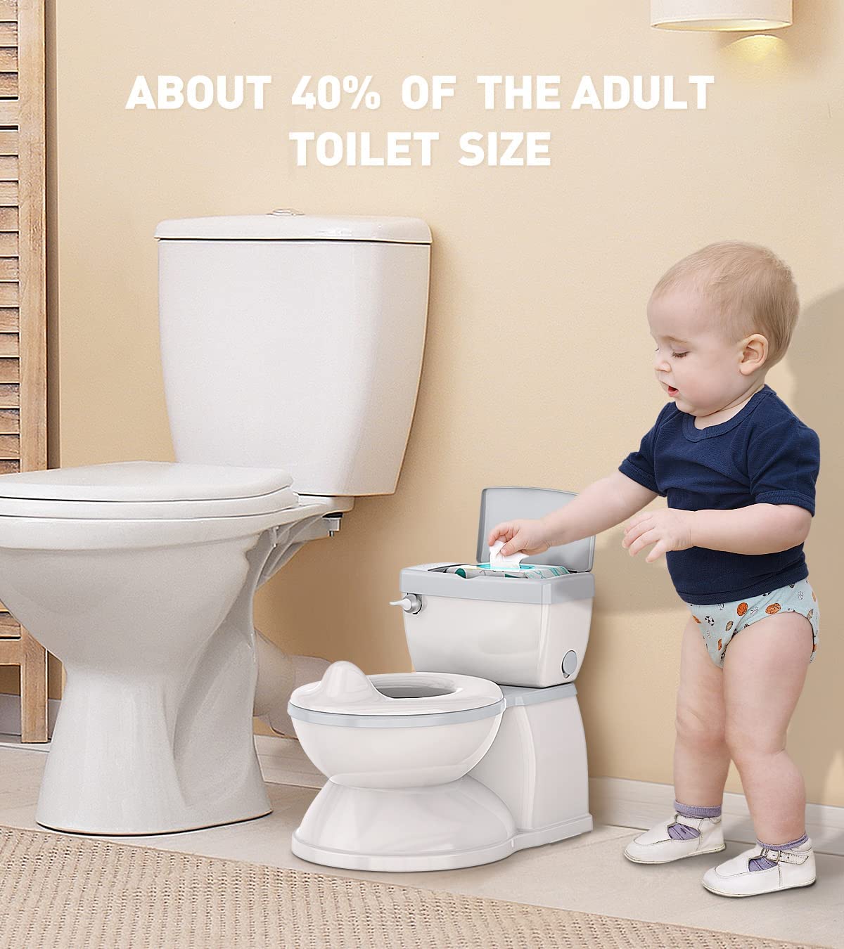 BabyBond Baby Potty Training Toilet with Realistic Flushing Sound & Feel like an Adult Toilet, Removable Pot, Storage Tank and Toilet Paper Holder for Aged 1-3