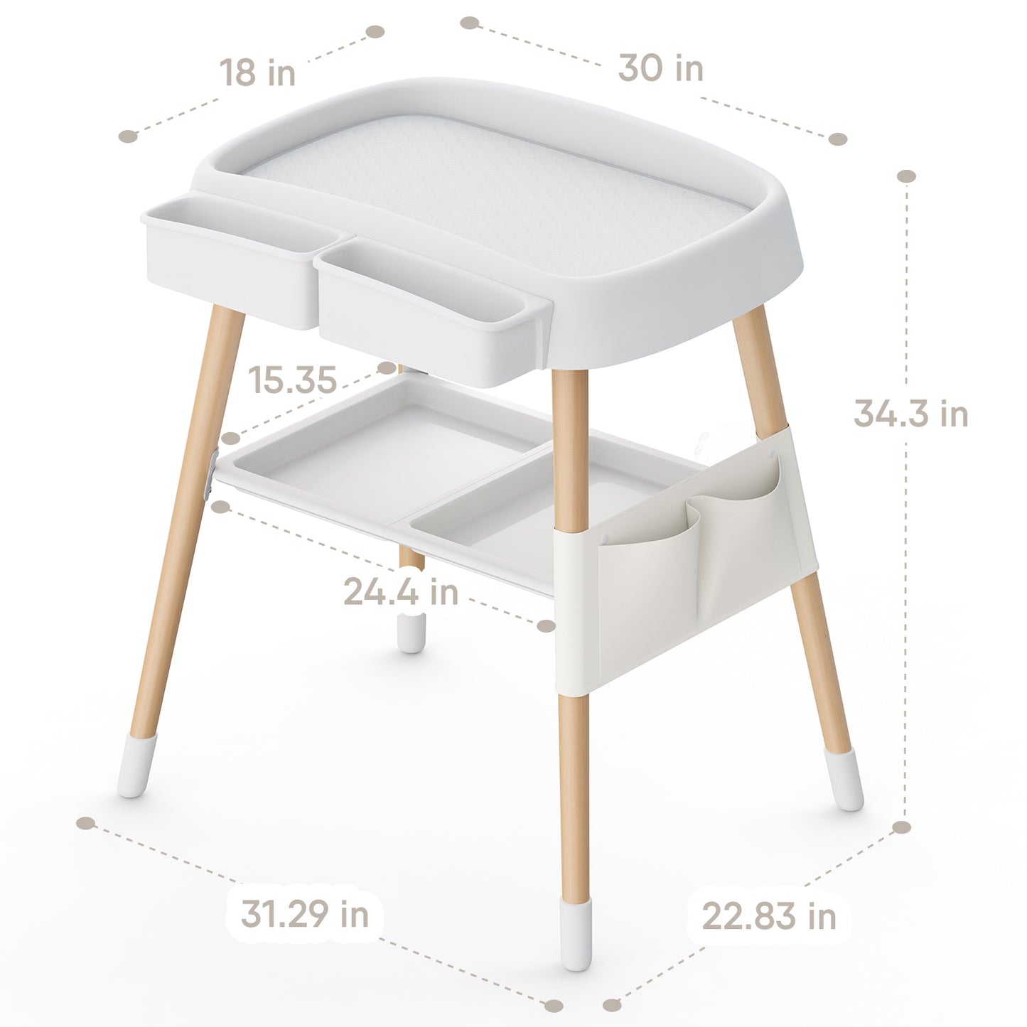 Baby Changing Table Diaper Changing Table with Changing Pad Adjustable Height Changing Table with Nursery Organizer and Large Storage Rack for Newborn Baby and Infant