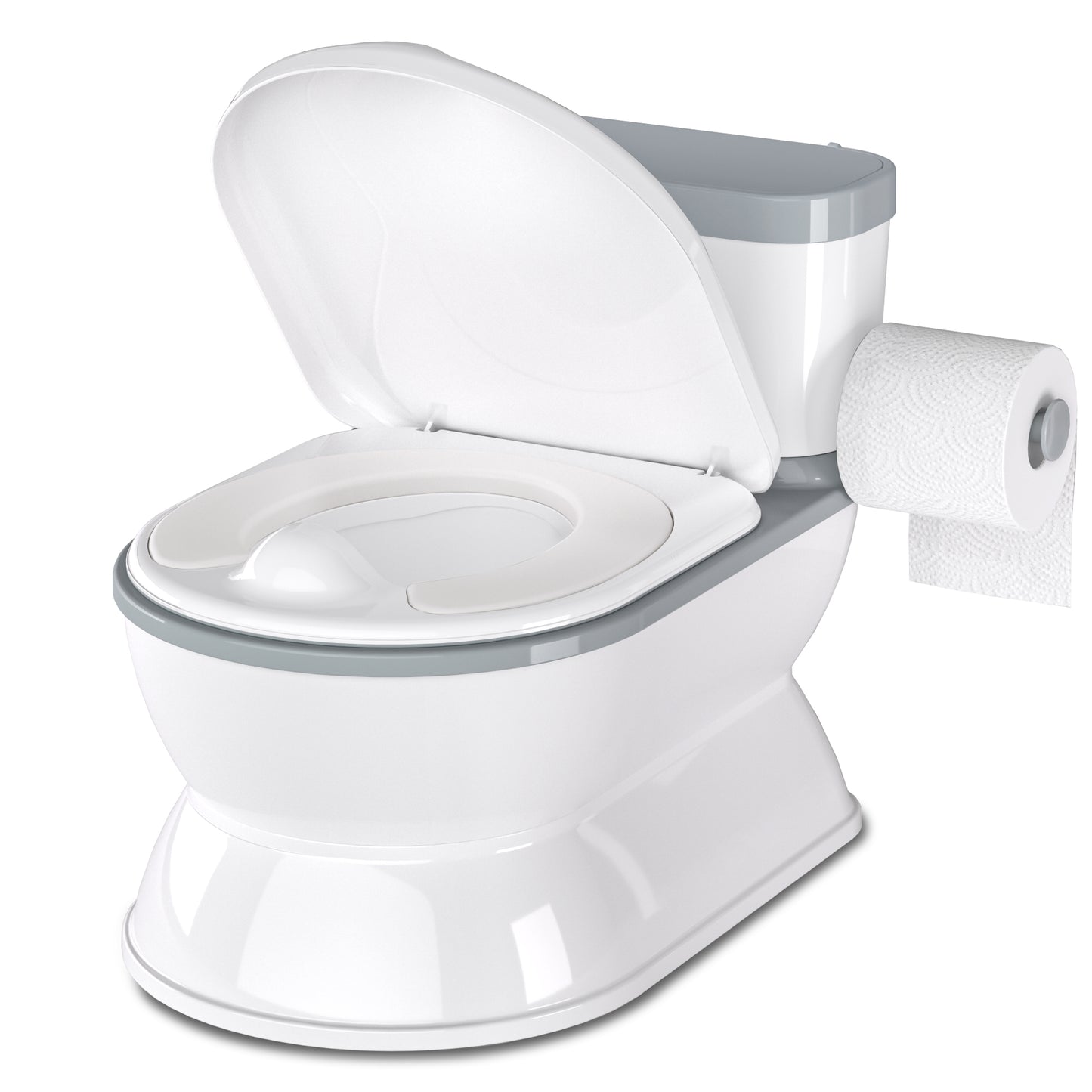 Realistic Baby Potty Training Toilet for Kids and Toddlers w/ Flushing Sounds, Splash Guard