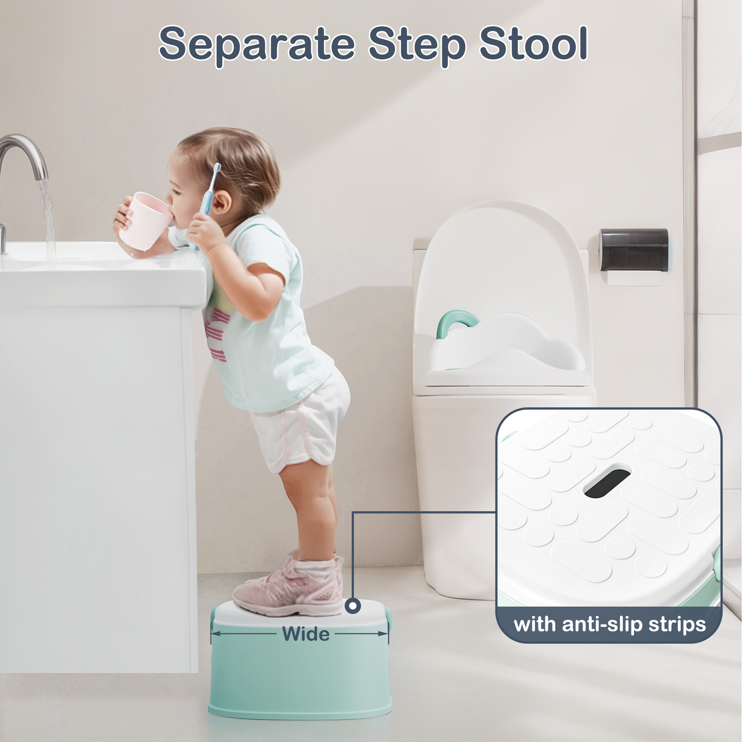 Roll over image to zoom in 3-in-1 Toddler Potty Training Toilet & Detachable Training Seat & Sturdy Step Stool, Larger Potty Chair for Boy & Girl with Comfortable Backrest, Armrests, Splash Guard