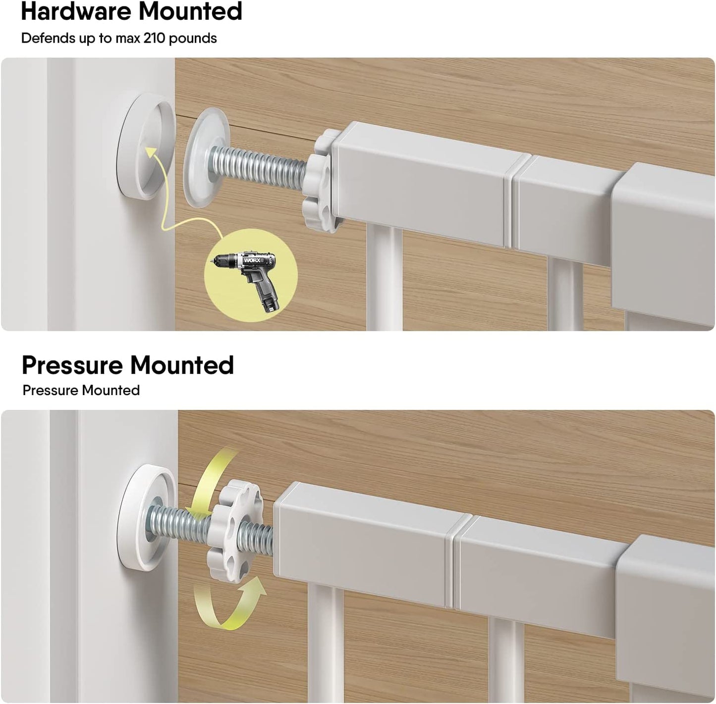 BabyBond 36" Extra Tall Dog Gates for Doorway and Stairs, Easy Step Baby Gate, Premium Cat/Pet Gate, Auto Close Safety Child Gates, with Extenders and Hardware/Pressure mounting Kit