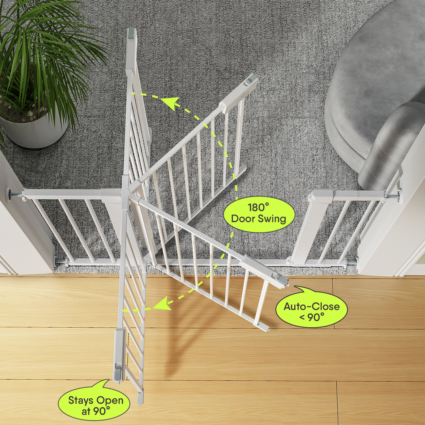 27-43" Extra Wide Safety Baby Gate for Stairs Doorways, Pet gates for doorways