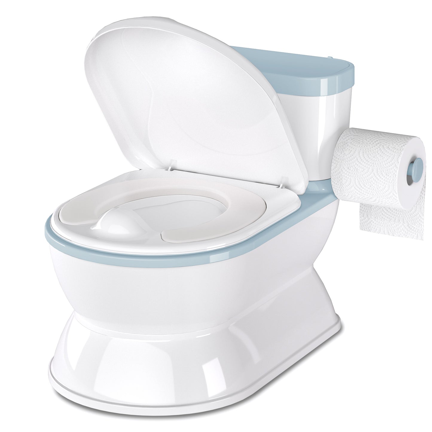 2-In-1 Baby Potty Training Toilet , Removable Pot, Storage Tank and Toilet Paper Holder for Aged 1-3 (Light Blue)